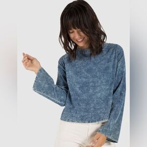 Cloth & Stone Fray Hem Button Back Corduroy Top Women’s Size Medium